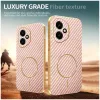 Phonesta Luxury Carbon Fiber Back Cover hoesje met MagSafe voor HONOR 400 - Roze 3