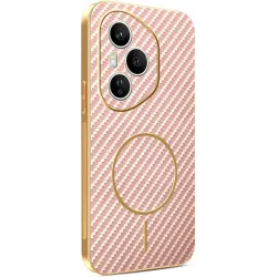 Phonesta Luxury Carbon Fiber Back Cover hoesje met MagSafe voor HONOR 400 Pro - Roze