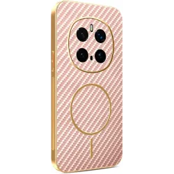Phonesta Luxury Carbon Fiber Back Cover hoesje met MagSafe voor HONOR Magic7 Pro - Roze