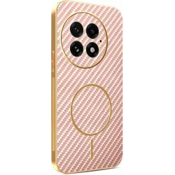 Phonesta Luxury Carbon Fiber Back Cover hoesje met MagSafe voor OnePlus 13 - Roze
