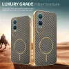 Phonesta Luxury Carbon Fiber Back Cover hoesje met MagSafe voor OnePlus Nord CE 4 Lite - Bruin 4