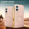 Phonesta Luxury Carbon Fiber Back Cover hoesje met MagSafe voor OnePlus Nord CE 4 Lite - Roze 4