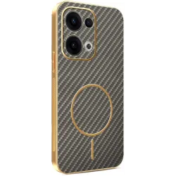 Phonesta Luxury Carbon Fiber Back Cover hoesje met MagSafe voor Oppo Reno13 - Bruin