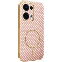 Phonesta Luxury Carbon Fiber Back Cover hoesje met MagSafe voor Oppo Reno13 - Roze