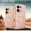 Phonesta Luxury Carbon Fiber Back Cover hoesje met MagSafe voor Oppo Reno13 - Roze 3