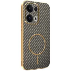 Phonesta Luxury Carbon Fiber Back Cover hoesje met MagSafe voor Oppo Reno13 Pro - Bruin