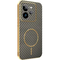 Phonesta Luxury Carbon Fiber Back Cover hoesje met MagSafe voor Realme GT 7 Pro - Bruin