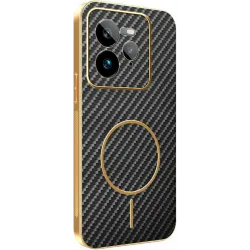 Phonesta Luxury Carbon Fiber Back Cover hoesje met MagSafe voor Realme GT 7 Pro - Zwart