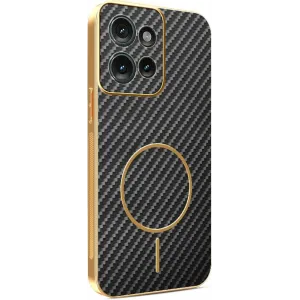 Phonesta Luxury Carbon Fiber Back Cover hoesje met MagSafe voor Motorola Edge 50 - Zwart