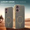 Phonesta Luxury Carbon Fiber Back Cover hoesje met MagSafe voor Motorola Edge 50 Fusion - Bruin 4