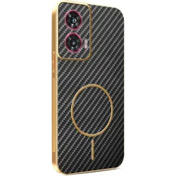 Phonesta Luxury Carbon Fiber Back Cover hoesje met MagSafe voor Motorola Edge 50 Fusion - Zwart