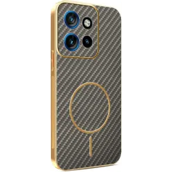 Phonesta Luxury Carbon Fiber Back Cover hoesje met MagSafe voor Motorola Edge 60 Neo/Edge 50 Neo / ThinkPhone 25 - Bruin