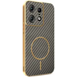 Phonesta Luxury Carbon Fiber Back Cover hoesje met MagSafe voor Motorola Edge 50 Pro - Bruin