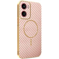 Phonesta Luxury Carbon Fiber Back Cover hoesje met MagSafe voor Motorola Moto G05 / Moto E15 - Roze