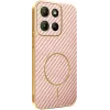 Phonesta Luxury Carbon Fiber Back Cover hoesje met MagSafe voor Motorola Moto G17/G17 Power/G15/G15 Power - Roze