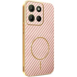 Phonesta Luxury Carbon Fiber Back Cover hoesje met MagSafe voor Motorola Moto G17/G17 Power/G15/G15 Power - Roze
