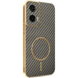 Phonesta Luxury Carbon Fiber Back Cover hoesje met MagSafe voor Motorola Moto G35 - Bruin