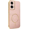 Phonesta Luxury Carbon Fiber Back Cover hoesje met MagSafe voor Motorola Moto G35 - Roze 0