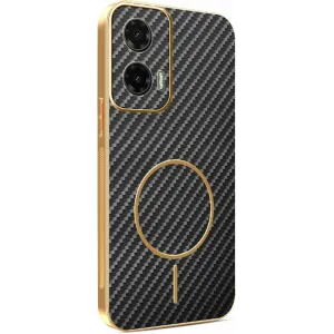 Phonesta Luxury Carbon Fiber Back Cover hoesje met MagSafe voor Motorola Moto G35 - Zwart