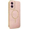 Phonesta Luxury Carbon Fiber Back Cover hoesje met MagSafe voor Motorola Moto G55 - Roze 0