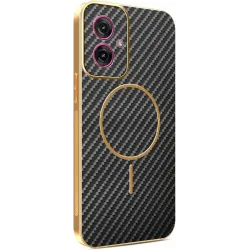 Phonesta Luxury Carbon Fiber Back Cover hoesje met MagSafe voor Motorola Moto G55 - Zwart