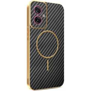 Phonesta Luxury Carbon Fiber Back Cover hoesje met MagSafe voor Motorola Moto G55 - Zwart