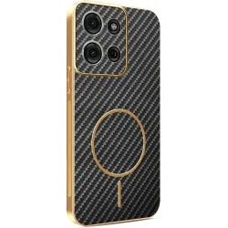 Phonesta Luxury Carbon Fiber Back Cover hoesje met MagSafe voor Motorola Moto G75 - Zwart