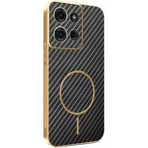 Phonesta Luxury Carbon Fiber Back Cover hoesje met MagSafe voor Motorola Moto G75 - Zwart