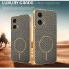 Phonesta Luxury Carbon Fiber Back Cover hoesje met MagSafe voor Motorola Moto G85 - Bruin 4