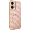 Phonesta Luxury Carbon Fiber Back Cover hoesje met MagSafe voor Motorola Moto G85 - Roze