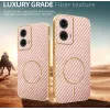 Phonesta Luxury Carbon Fiber Back Cover hoesje met MagSafe voor Motorola Moto G85 - Roze 4
