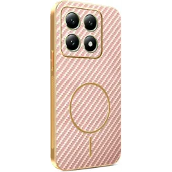 Phonesta Luxury Carbon Fiber Back Cover hoesje met MagSafe voor Xiaomi 14T - Roze
