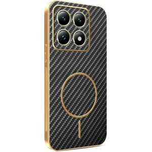 Phonesta Luxury Carbon Fiber Back Cover hoesje met MagSafe voor Xiaomi 14T - Zwart