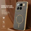 Phonesta Luxury Carbon Fiber Back Cover hoesje met MagSafe voor Xiaomi 15 - Bruin 2