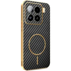 Phonesta Luxury Carbon Fiber Back Cover hoesje met MagSafe voor Xiaomi 15 - Zwart