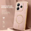 Phonesta Luxury Carbon Fiber Back Cover hoesje met MagSafe voor Xiaomi Redmi Note 14 5G - Roze 2