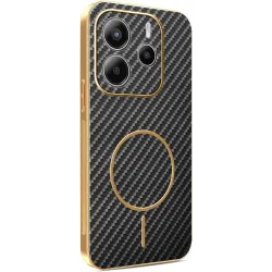 Phonesta Luxury Carbon Fiber Back Cover hoesje met MagSafe voor Xiaomi Redmi Note 14 5G - Zwart