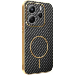 Phonesta Luxury Carbon Fiber Back Cover hoesje met MagSafe voor Xiaomi Redmi Note 14 5G - Zwart