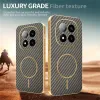 Phonesta Luxury Carbon Fiber Back Cover hoesje met MagSafe voor Xiaomi Redmi Note 14 Pro Plus - Bruin 4