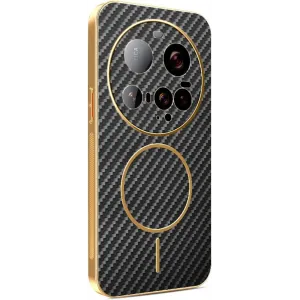 Phonesta Luxury Carbon Fiber Back Cover hoesje met MagSafe voor Xiaomi 15 Ultra - Zwart