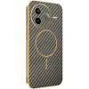 Phonesta Luxury Carbon Fiber Back Cover hoesje met MagSafe voor Xiaomi Poco F7 Pro - Bruin 0