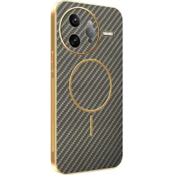 Phonesta Luxury Carbon Fiber Back Cover hoesje met MagSafe voor Xiaomi Poco F7 Ultra - Bruin
