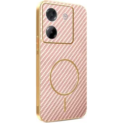 Phonesta Luxury Carbon Fiber Back Cover hoesje met MagSafe voor Xiaomi Poco M7 Pro - Roze
