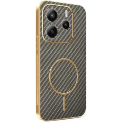 Phonesta Luxury Carbon Fiber Back Cover hoesje met MagSafe voor Xiaomi Redmi Note 14 4G 164.8mm - Bruin