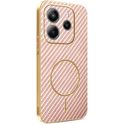 Phonesta Luxury Carbon Fiber Back Cover hoesje met MagSafe voor Xiaomi Redmi Note 14 4G 164.8mm - Roze