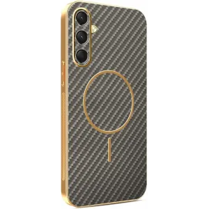 Phonesta Luxury Carbon Fiber Back Cover hoesje met MagSafe voor Samsung Galaxy A16 - Bruin