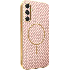 Phonesta Luxury Carbon Fiber Back Cover hoesje met MagSafe voor Samsung Galaxy A16 - Roze