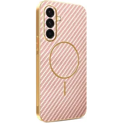 Phonesta Luxury Carbon Fiber Back Cover hoesje met MagSafe voor Samsung Galaxy A36 - Roze