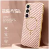 Phonesta Luxury Carbon Fiber Back Cover hoesje met MagSafe voor Samsung Galaxy S25 Plus/S24 Plus - Roze 1