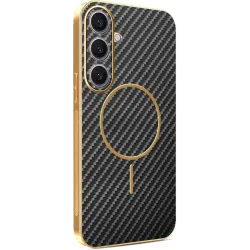 Phonesta Luxury Carbon Fiber Back Cover hoesje met MagSafe voor Samsung Galaxy S25 Plus/S24 Plus - Zwart